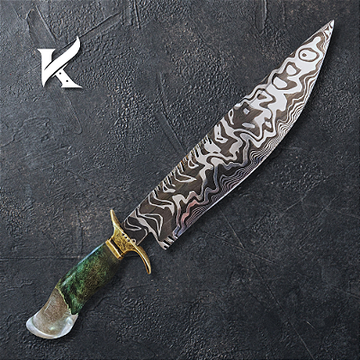 Faca Artesanal Em Aço Damasco - Colecionador