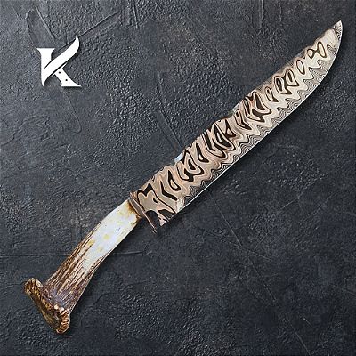 Faca Artesanal Em Aço Damasco Tiger- Colecionador