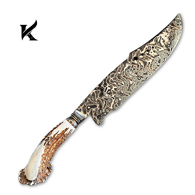 Faca Artesanal Em Aço Damasco Tiger 13" - Colecionador