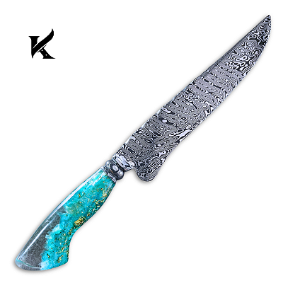 Faca Artesanal 11" Em Aço Damasco - Colecionador