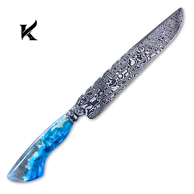 Faca Artesanal 11,5" Em Aço Damasco - Colecionador