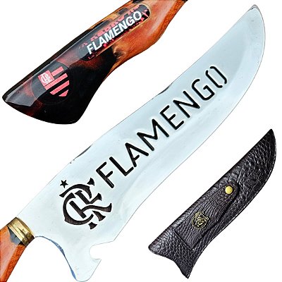 Faca Do Flamengo Picanheira Artesanal 10 polegadas em Aço Inox 420 – Personalizada 4mm