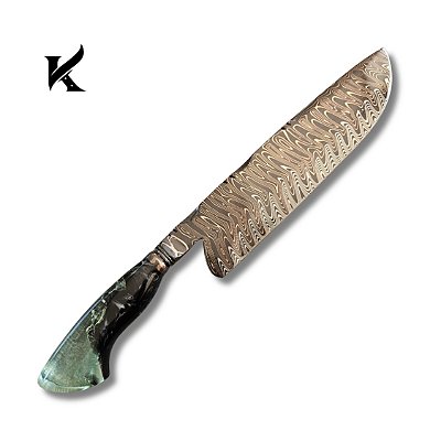 Faca aço Damasco Tiger 10" Artesanal - Colecionador