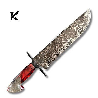 Faca aço Damasco Tiger 12" Artesanal - Colecionador