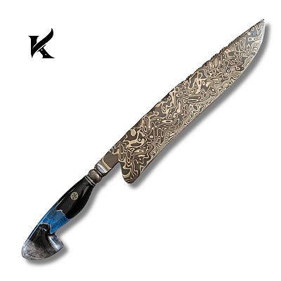 Faca aço Damasco Tiger 13" Artesanal - Colecionador
