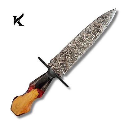 Faca aço Damasco Tiger 11" Artesanal - Colecionador