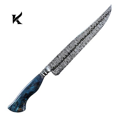 Faca aço Damasco W Fantasma 12" Artesanal - Colecionador