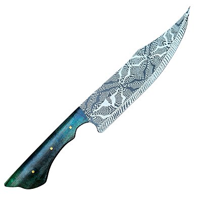 Faca aço Damasco 9" Artesanal - Colecionador