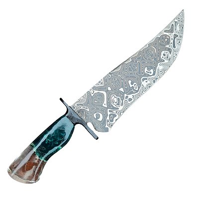 Faca aço Damasco Tiger 10,5" Artesanal - Colecionador