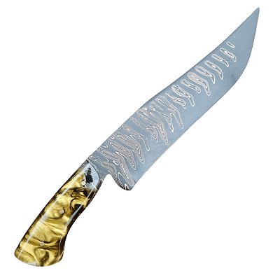 Faca aço Damasco Tiger 12" Fosfatizada Artesanal - Colecionador