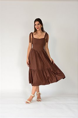 VESTIDO MIDI MAITÊ MARROM