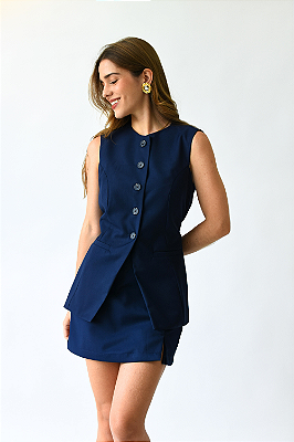 COLETE ALFAIATARIA BETINA AZUL MARINHO