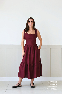 VESTIDO MIDI MAITÊ BURGUNDY