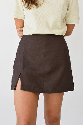 SHORT SAIA ALFAIATARIA GRETA MARROM MOCHA
