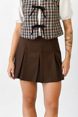 SHORT SAIA PREGAS SABRINA MARROM