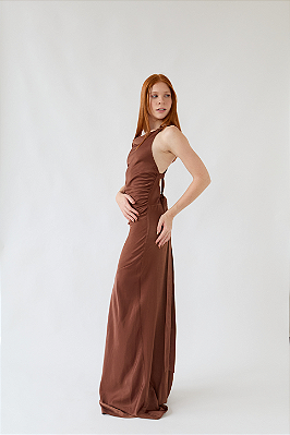 VESTIDO MULTIAMARRAÇÕES CHEERS MARROM