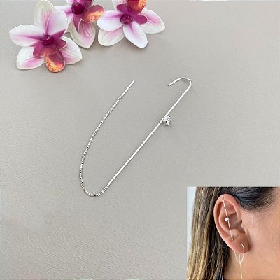 Brinco Ear Bling com Zircônia e Fio Veneziano