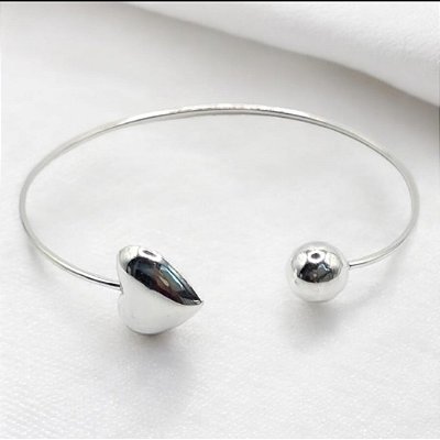 Bracelete Aberto Coração e Bola