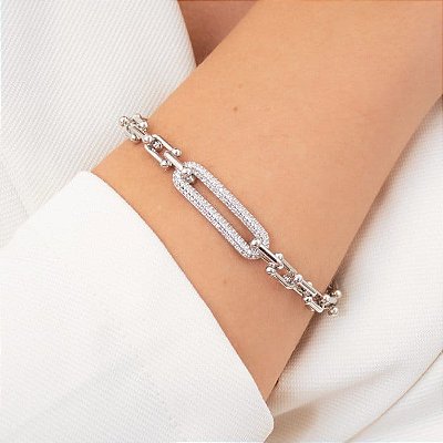 Pulseira Corrente Inspiração em Ródio