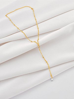 Choker Gravatinha com Bolinhas e Zircônia Incolor