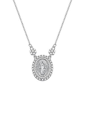 Colar Nossa Senhora das Graças Banhado a Ródio Branco