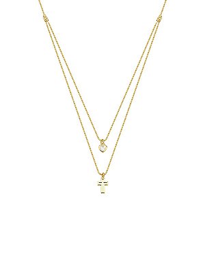 Colar Duplo Coração e Cruz