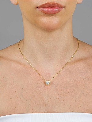 Colar Coração com Zircônia Cravejado