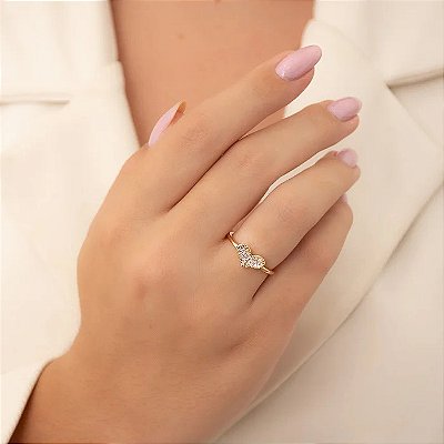 Anel Coração Redondinho Cravejado