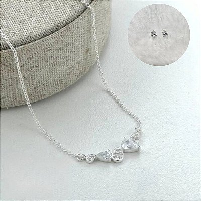 Conjunto Gota Cravejado Zircônias