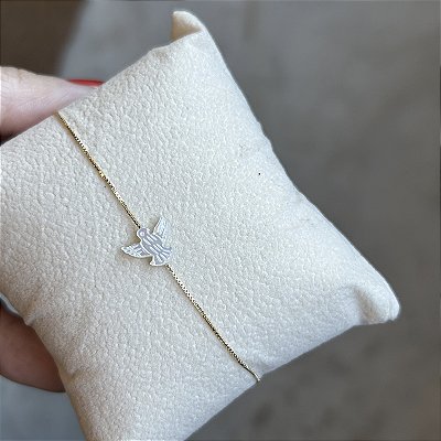 Pulseira folheada a ouro com mini espírito santo