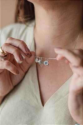 Colar Patuá banho de ródio branco