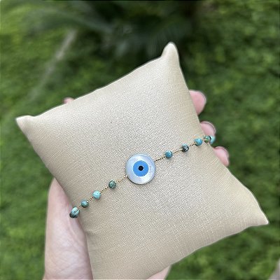 Pulseira turquesa e olho grego G