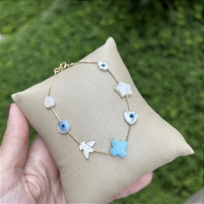 Pulseira mix pingentes