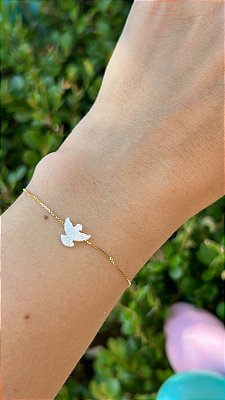 Pulseira mini Espírito Santo de madrepérola horizontal