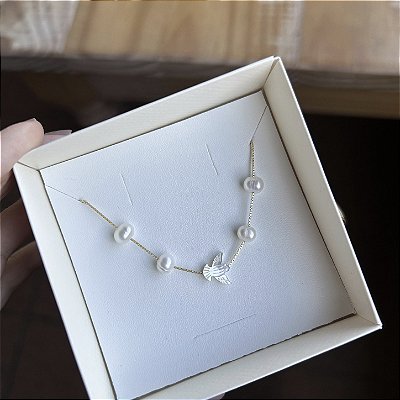 Pulseira mini Espírito Santo com 4 pérolas batata
