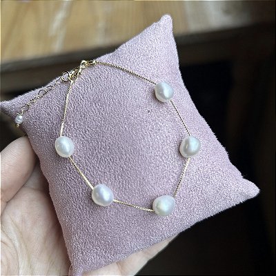 Pulseira pérolas arroz orgânicas médias