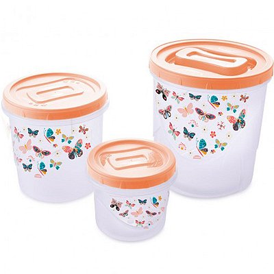 Conjunto 3 Potes de Plástico para Mantimentos - Plasutil