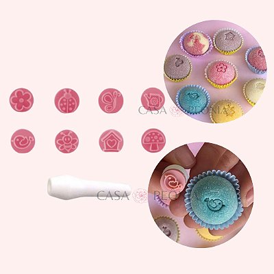 Kit Carimbos Jardim Encantado Para Doces - Rosa