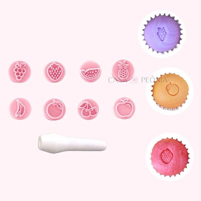 Kit Carimbos Frutas Para Doces - Rosa