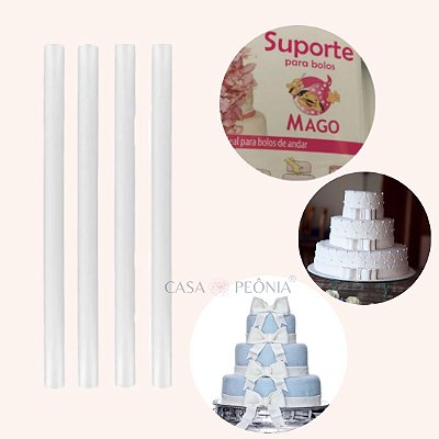 Cano de Sustentação Suporte Para Bolos de Andar 30cm - 4 Unidades