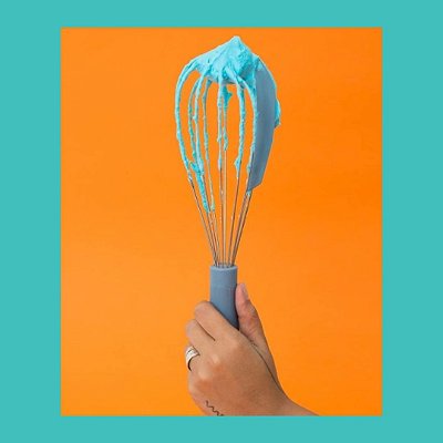 Fouet Batedor de Ovos com Raspador em Silicone - 30cm