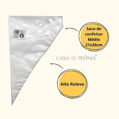 Saco de Confeitar Descartável Médio 36cm x 21cm - 50 unidades