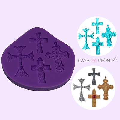 Molde de Silicone de Cruz Mix Religioso