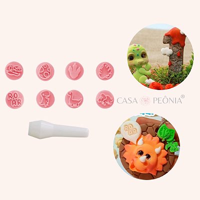 Kit Carimbos Dinossauros Para Doces - Rosa