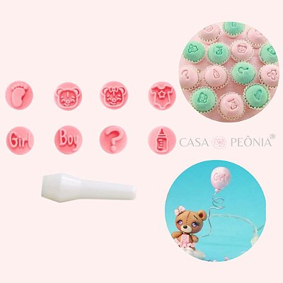 Kit Carimbos Baby Chá de Bebê Para Doces - Rosa