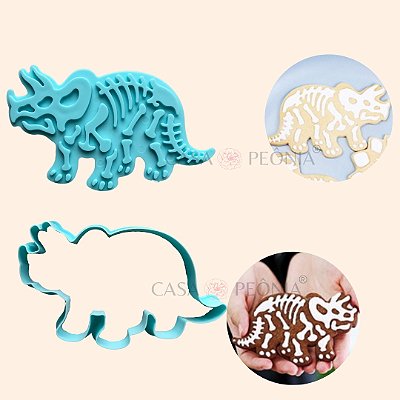 Cortador Marcador Dinossauro Triceratops Fóssil - 2 Peças