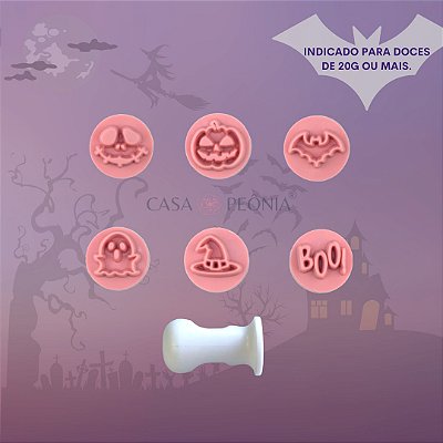 Kit Carimbos 2cm Halloween Para Doces - Rosa