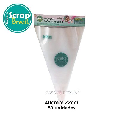 Saco de Confeitar Grande 40cm x 22cm - 50 unidades