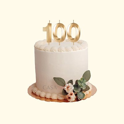 Vela de Aniversário 100 Anos Número Design Dourada