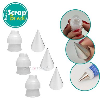 Kit 3 Bicos Perlê 1S e 3 Adaptadores De Bico Pequenos